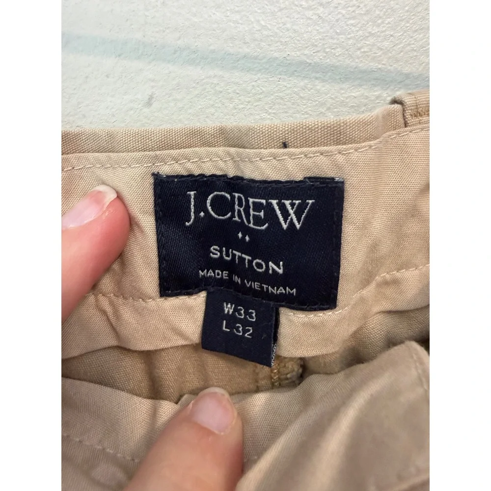 J.Crew Sutton Chino Pants Mens 33x32 Khaki Tan Cotton Twill Straight Leg 1785